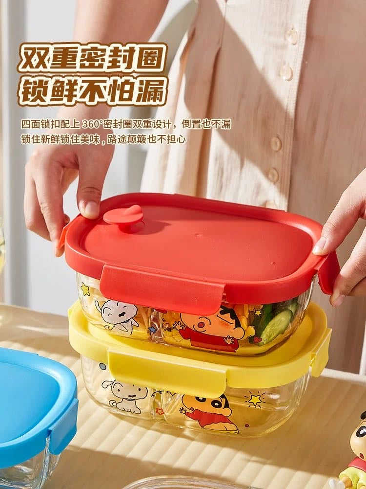 Crayon Shin-chan Glass Lunch Box Compartment Crisper