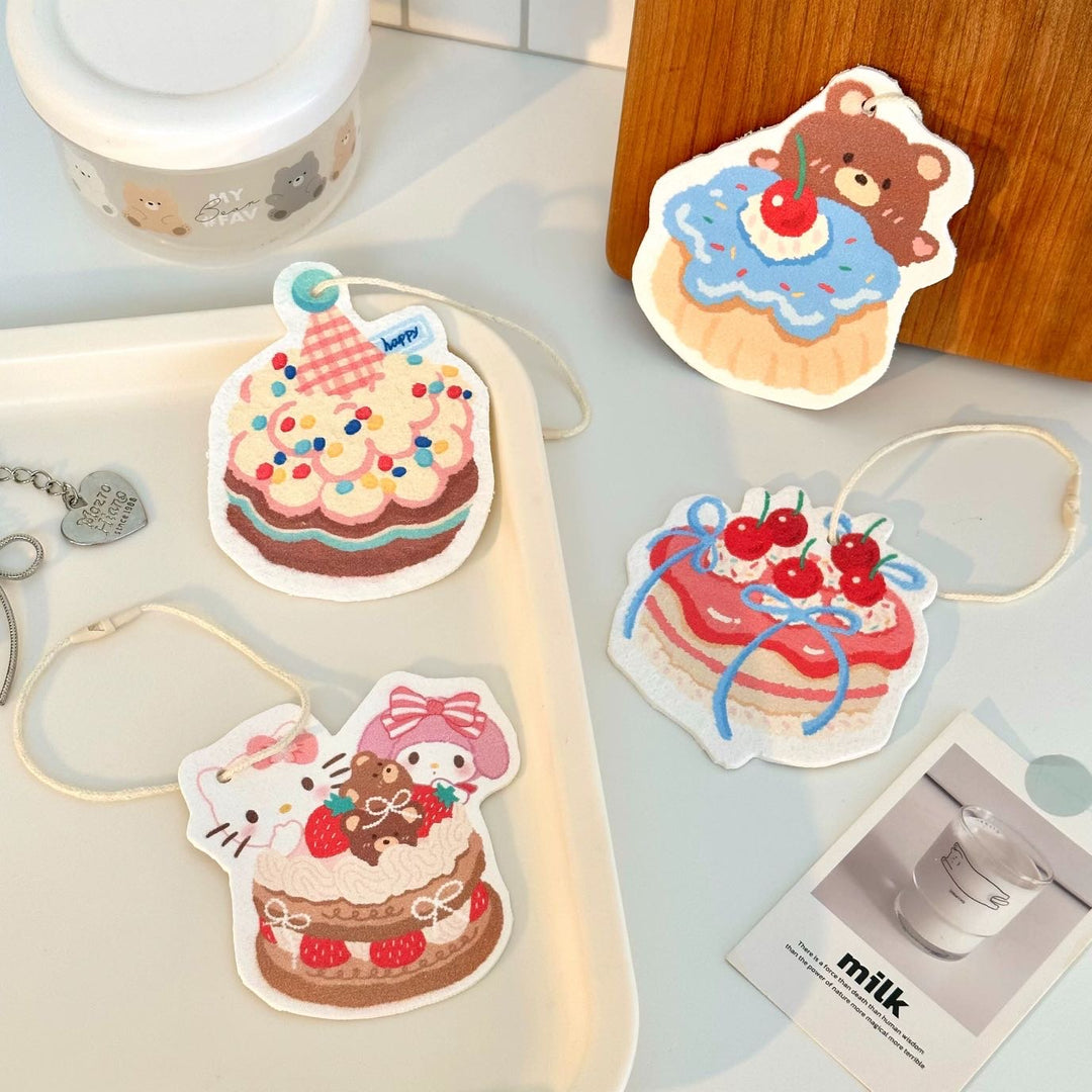Bear 1 Set 4 Wood Pulp Sponge Bowl Scouring Pad