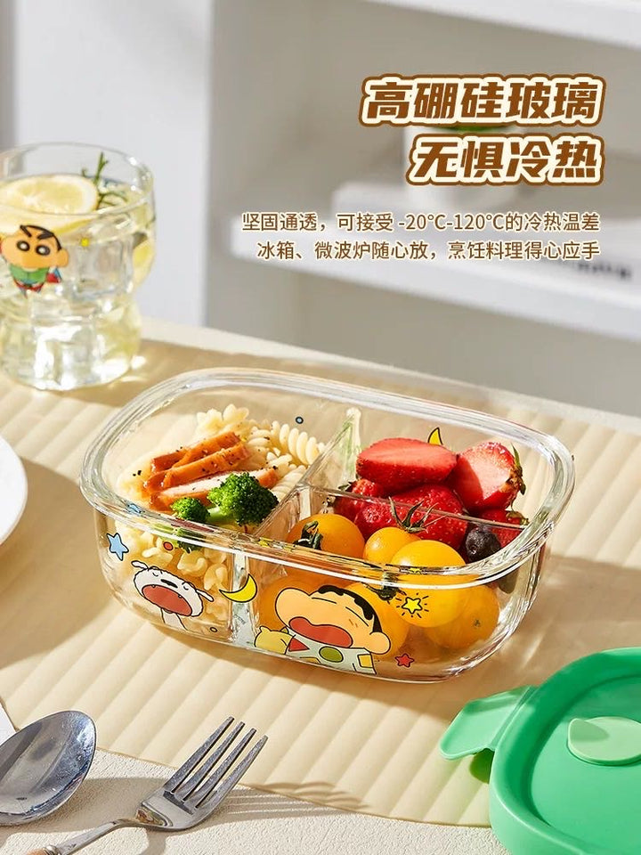 Crayon Shin-chan Glass Lunch Box Compartment Crisper