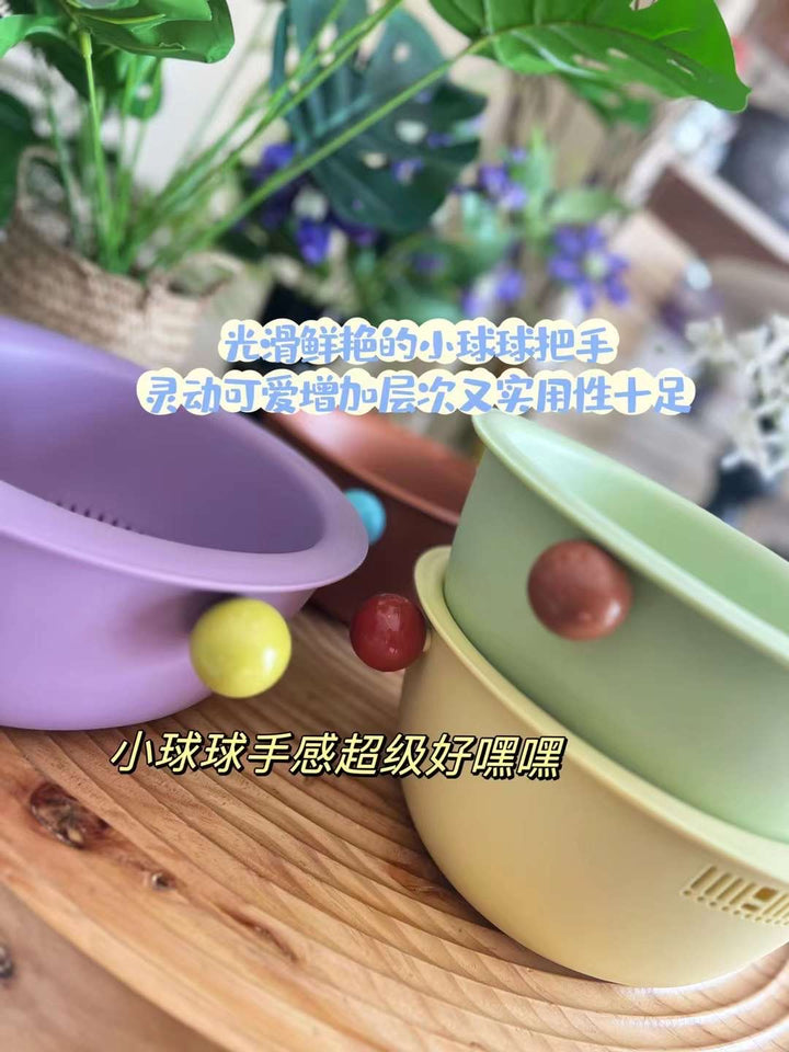 Multifunctional Drain Basket Dopamine Color Block Washing Basin Drain Basket Special Fruit Vegetable Thickened Hanging