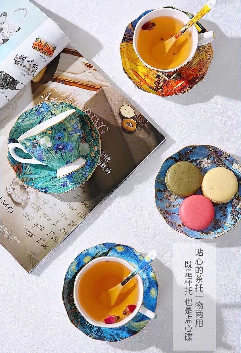 Van Gogh Bone China Cup Saucer Set Various Styles Available