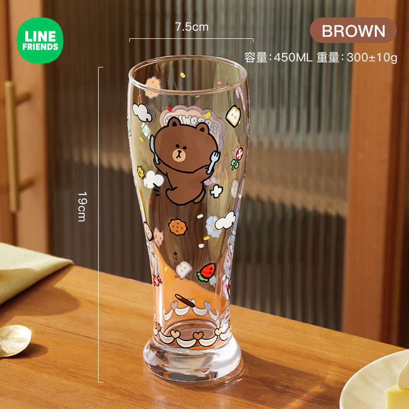 LINE FRIENDS Glass Cup Juice Beer Cup Heat Resistant