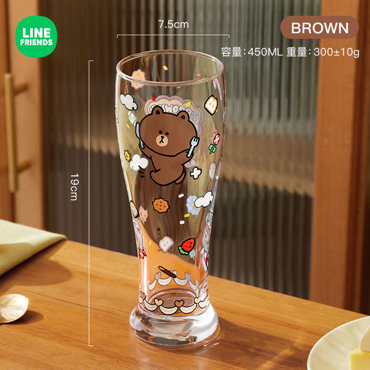 LINE FRIENDS Glass Cup Juice Beer Cup Heat Resistant