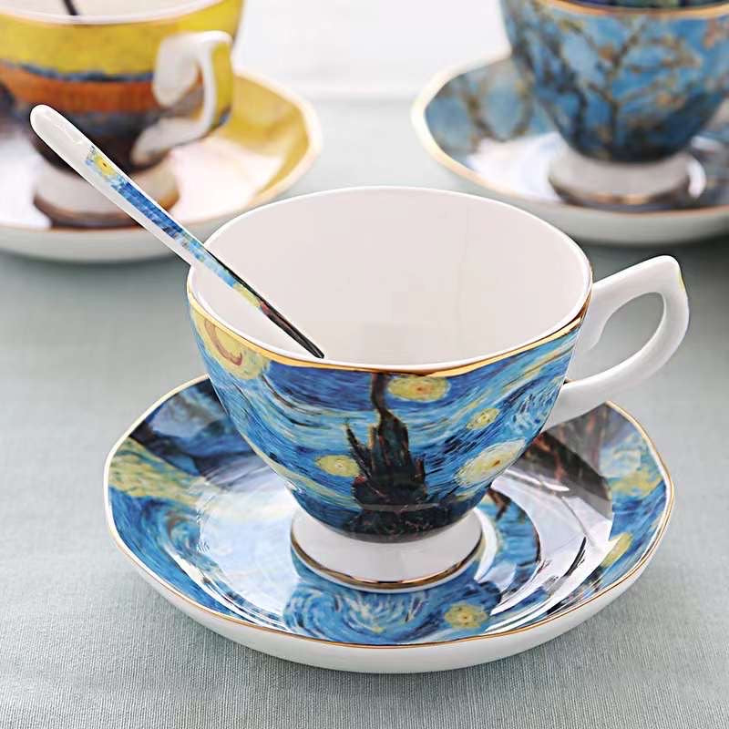 Van Gogh Bone China Cup Saucer Set Various Styles Available