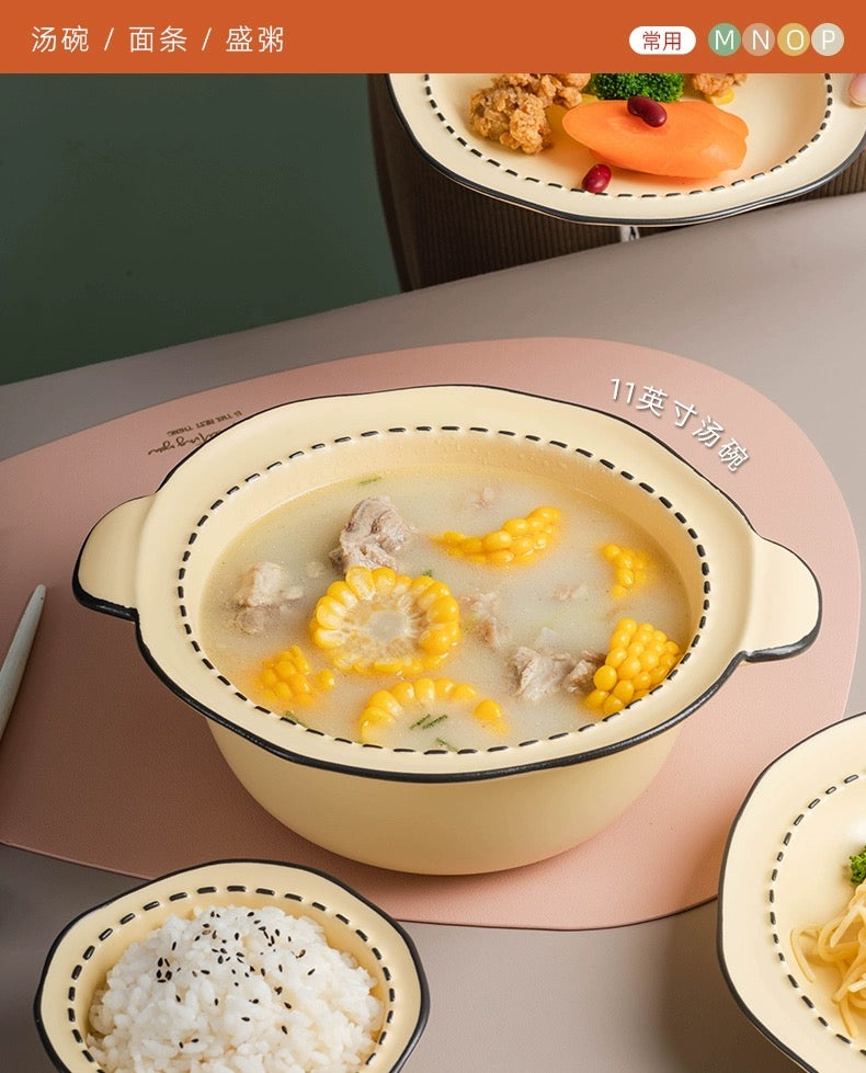 Series Bowl Plate Set Cream Color