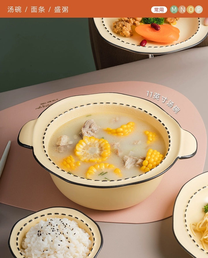 Series Bowl Plate Set Cream Color