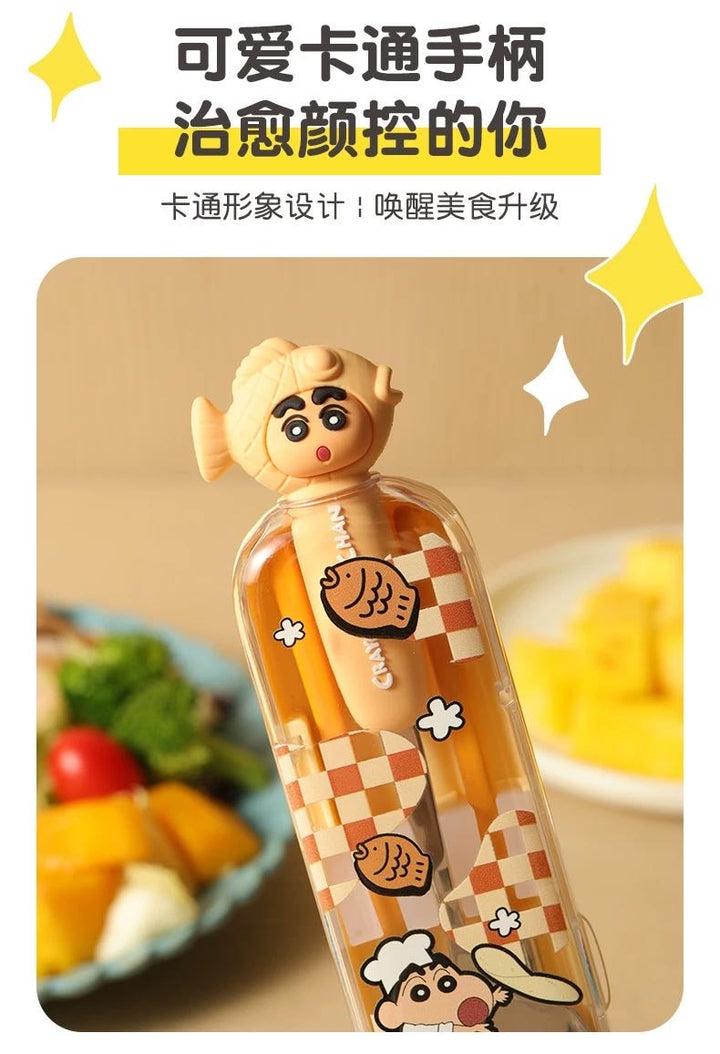 Crayon Shin-chan 304 Stainless Steel Chopsticks Spoon Portable Set