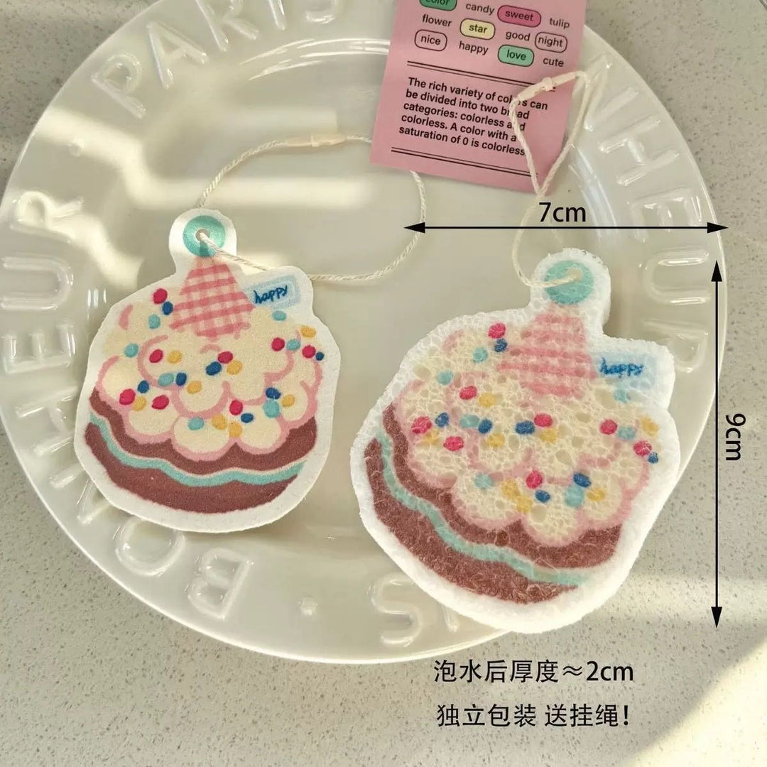 Bear 1 Set 4 Wood Pulp Sponge Bowl Scouring Pad