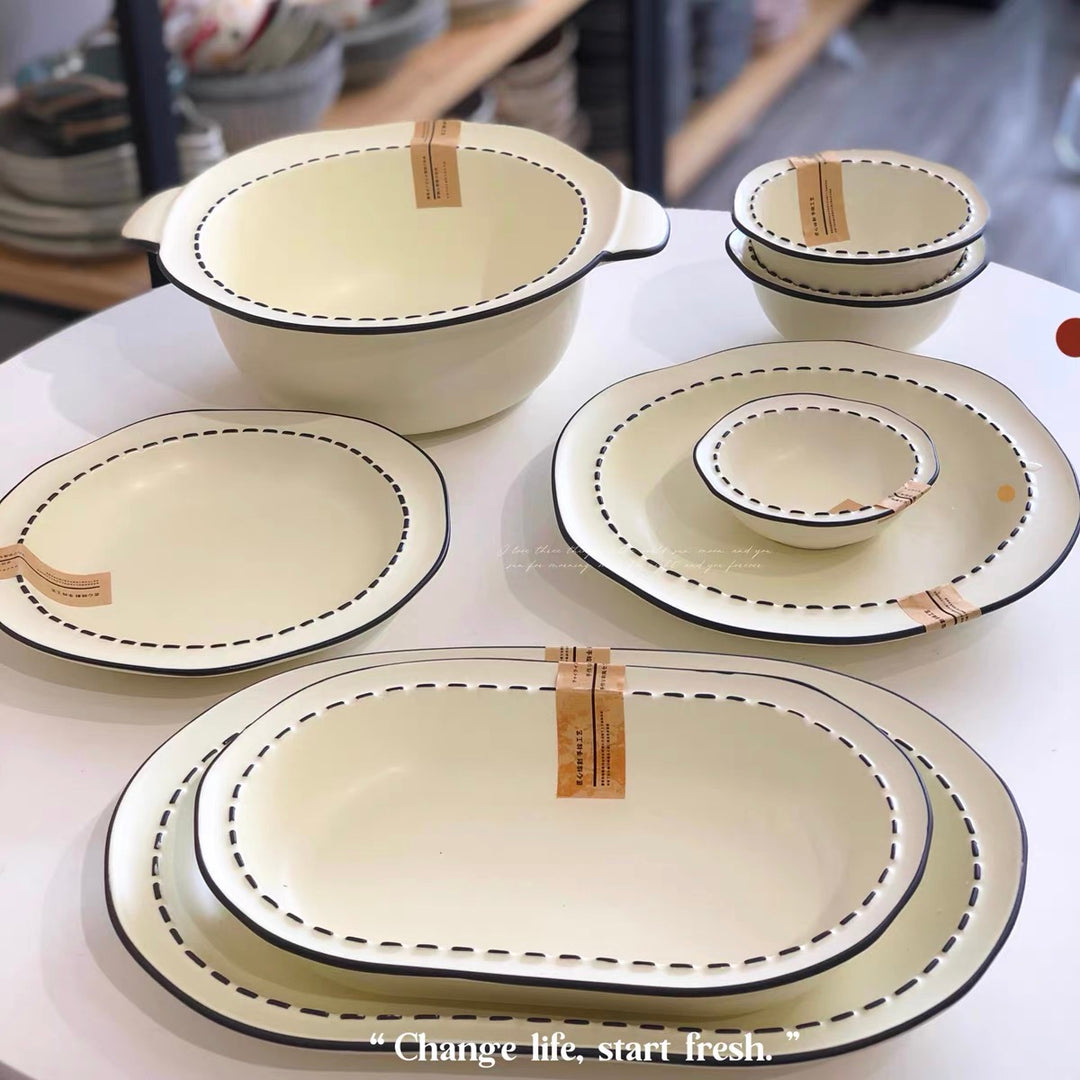 Series Bowl Plate Set Cream Color