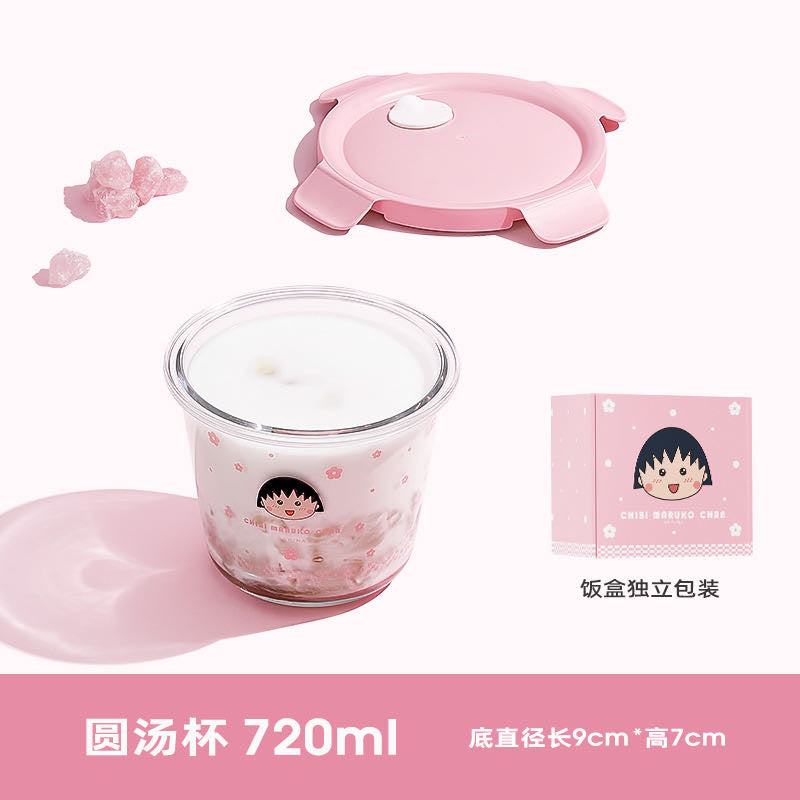 Chibi Maruko-chan Glass Lunch Box /Crisper Fruit Bento Box