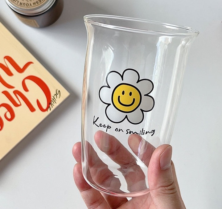 Sunflower Series Glass Water Cup High Borosilicate Heat Resistant Coffee Juice Cup 500ml