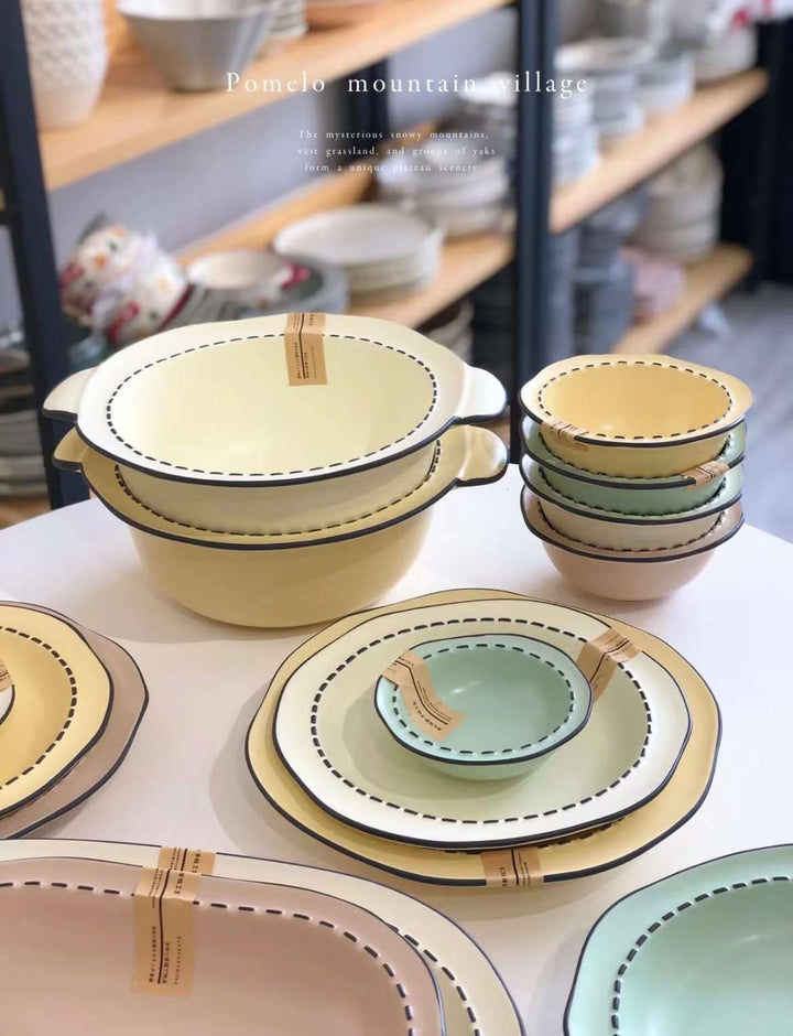 Series Bowl Plate Set Cream Color