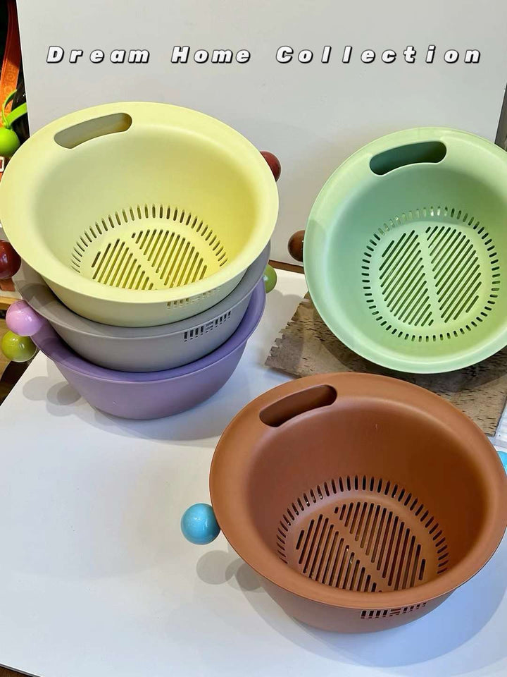 Multifunctional Drain Basket Dopamine Color Block Washing Basin Drain Basket Special Fruit Vegetable Thickened Hanging