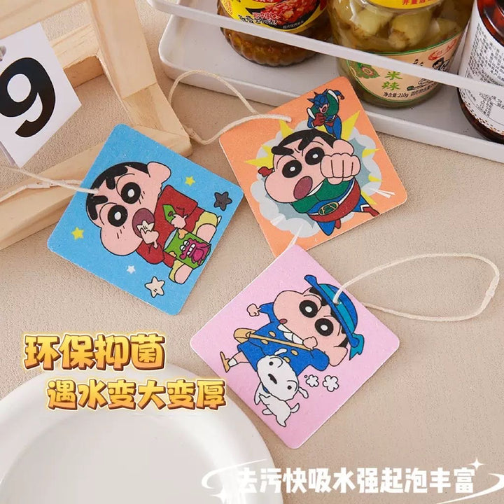Crayon Shin-chan 1 Set 4 Wood Pulp Sponge Dish Sponge Cup Scouring Pad