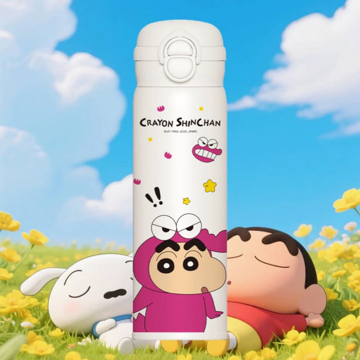 Crayon Shin-chan Dual-drink Cup Straw Cup 316 Stainless Steel Thermos Cup Portable Straw Cup Upgraded