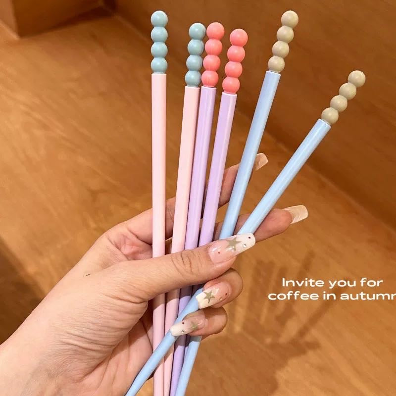 Cute Dopamine Alloy Chopsticks Antibacterial Anti-mold Heat Resistant Anti-slip Household Chopsticks 1 Set 5
