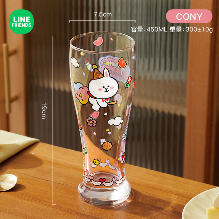 LINE FRIENDS Glass Cup Juice Beer Cup Heat Resistant