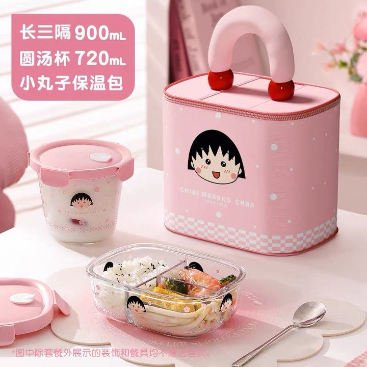 Chibi Maruko-chan Glass Lunch Box /Crisper Fruit Bento Box