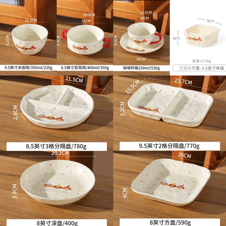 211 Compartment Dinner Plate Cute Ceramic Tableware