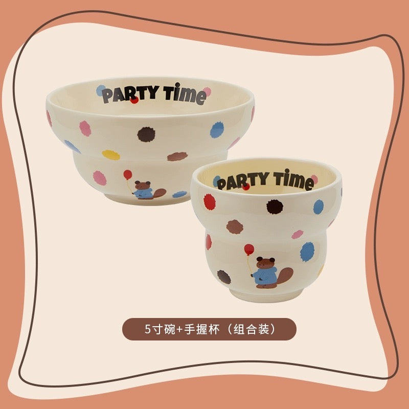 Colorful Bear Ceramic Mug & 5Bowl