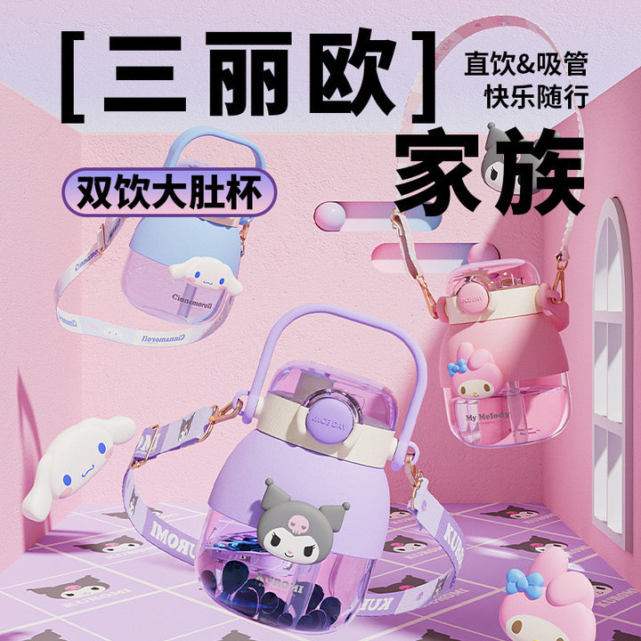 Sanrio Large Capacity Dual-drink Cup Cup Crossbody 1050ml