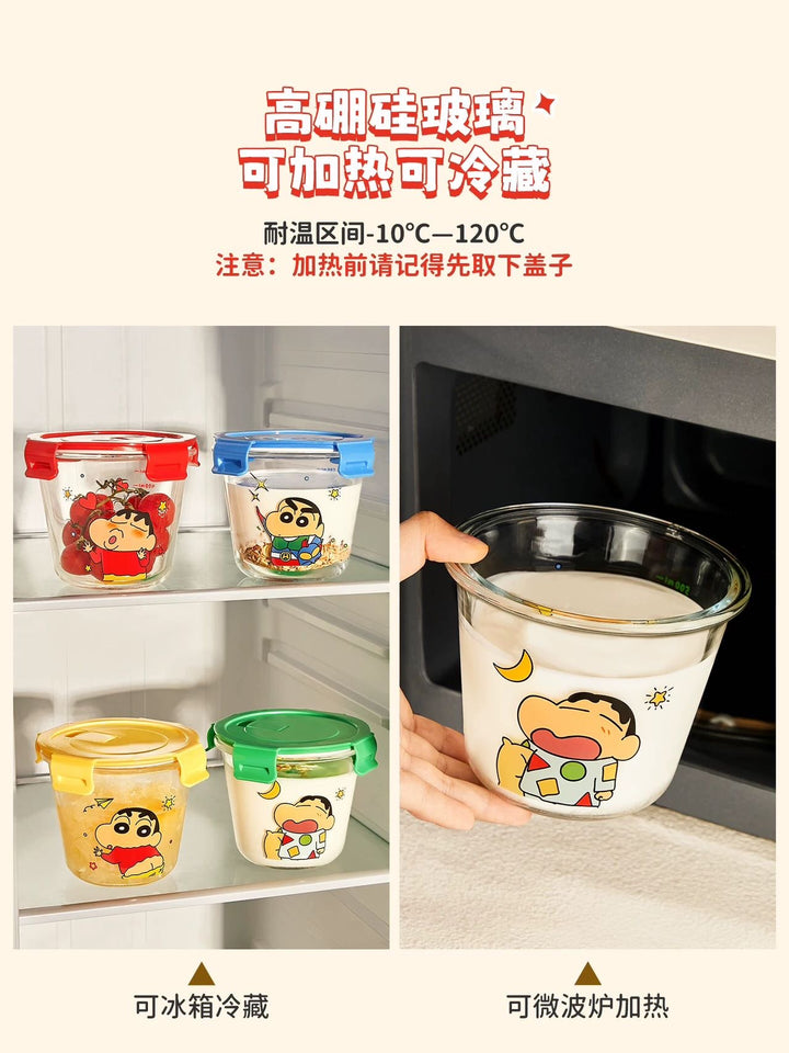 Crayon Shin-chan Glass Lunch Box Compartment Crisper
