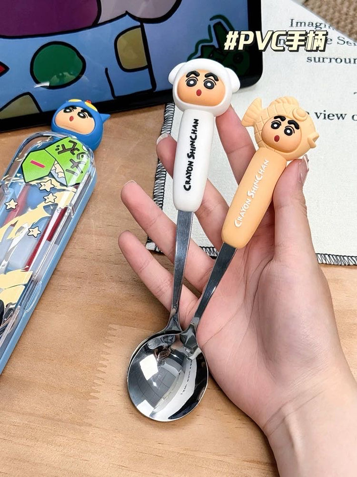 Crayon Shin-chan 304 Stainless Steel Chopsticks Spoon Portable Set