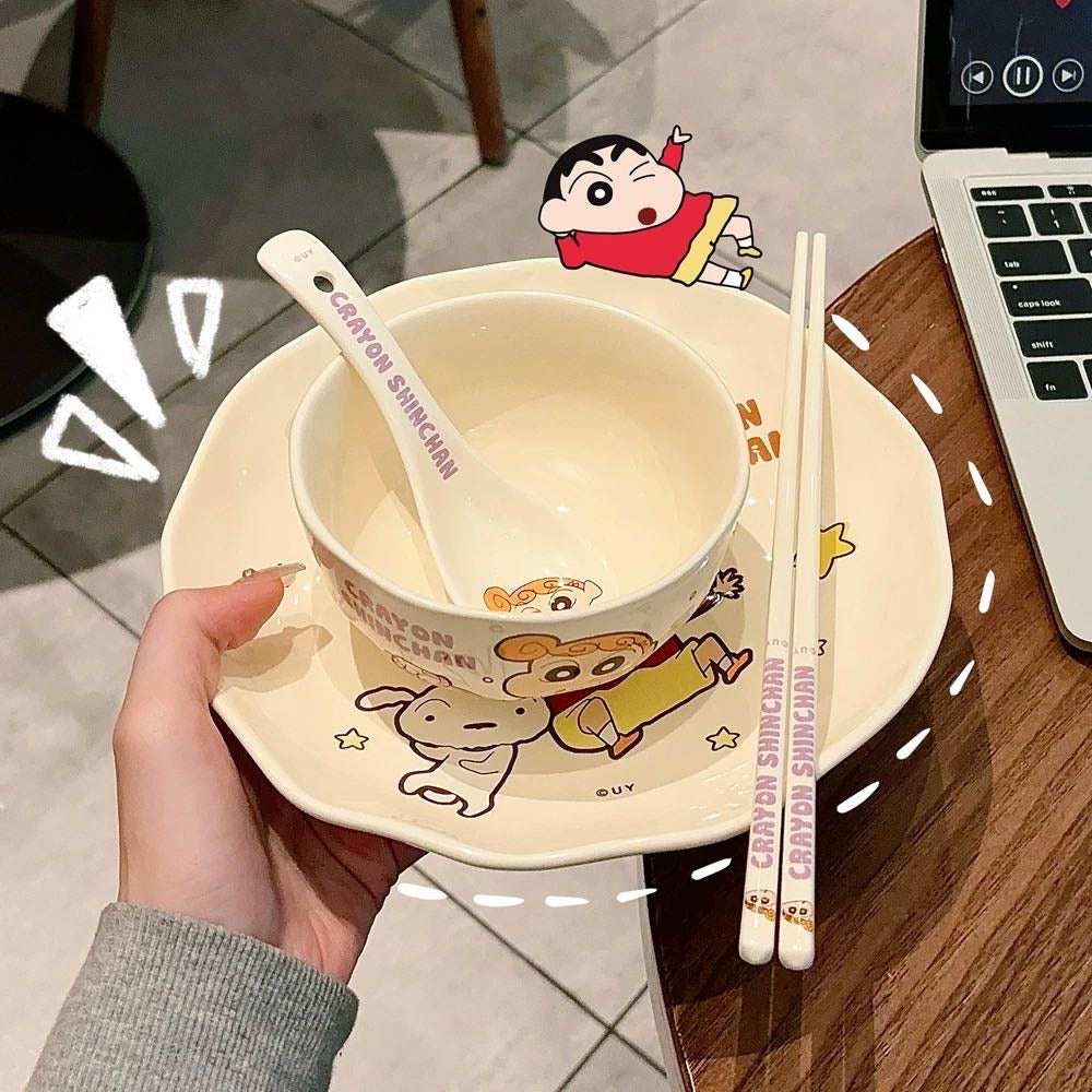Crayon Shin-chan For One Person 5Ceramic Tableware Set Gift Box