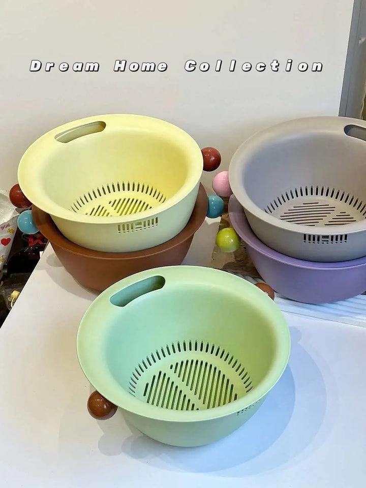 Multifunctional Drain Basket Dopamine Color Block Washing Basin Drain Basket Special Fruit Vegetable Thickened Hanging