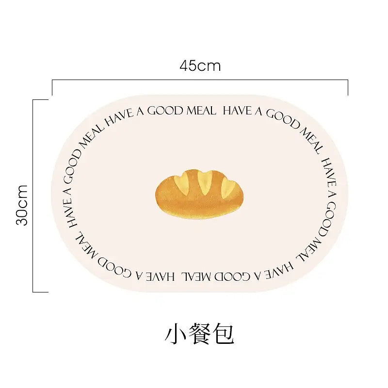 Bread PU Leather Placemat Waterproof Oil-proof Anti-slip Placemat