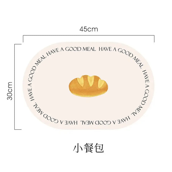Bread PU Leather Placemat Waterproof Oil-proof Anti-slip Placemat