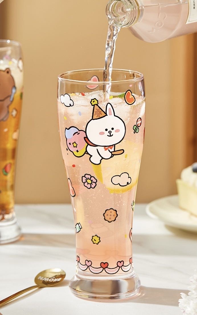 LINE FRIENDS Glass Cup Juice Beer Cup Heat Resistant