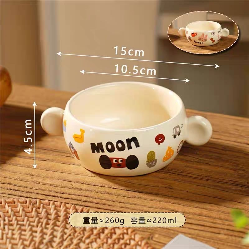 Cute Dog Series Underglaze Ceramic Tableware Set Compartment Plate Dinner Plate Rice Bowl Hand-held Cup