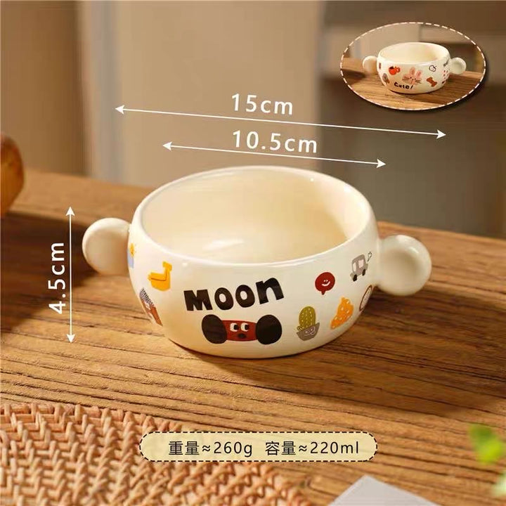 Cute Dog Series Underglaze Ceramic Tableware Set Compartment Plate Dinner Plate Rice Bowl Hand-held Cup