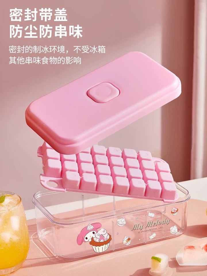 Sanrio Mold Household Food Grade Ice Tray with Lid Storage Box Spoon