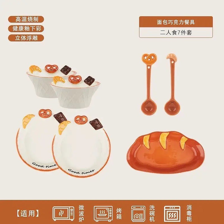 Bread Series Hand-painted Underglaze Ceramic Tableware Set