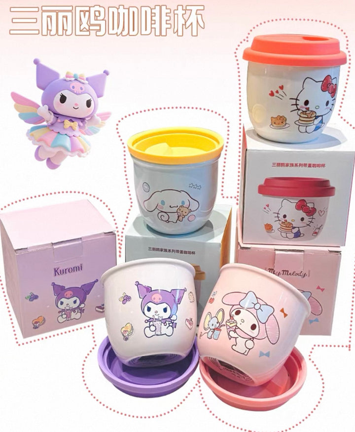 Sanrio Ceramic with Lid Mug Coffee Water Cup Portable Cup