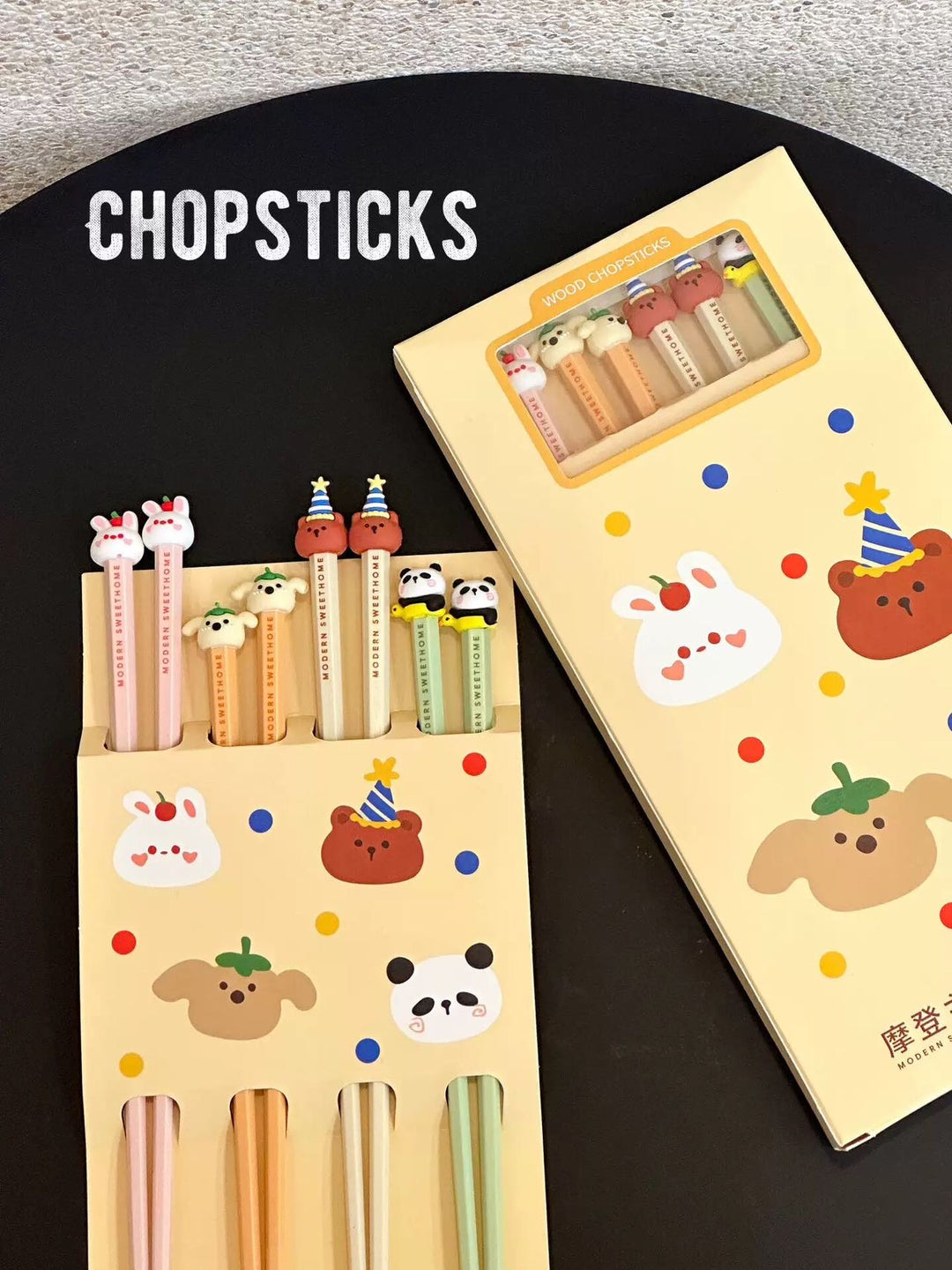 Cute Animal Alloy Chopsticks Antibacterial Anti-slip Chopsticks Individually Packaged