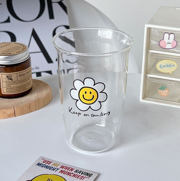 Sunflower Series Glass Water Cup High Borosilicate Heat Resistant Coffee Juice Cup 500ml