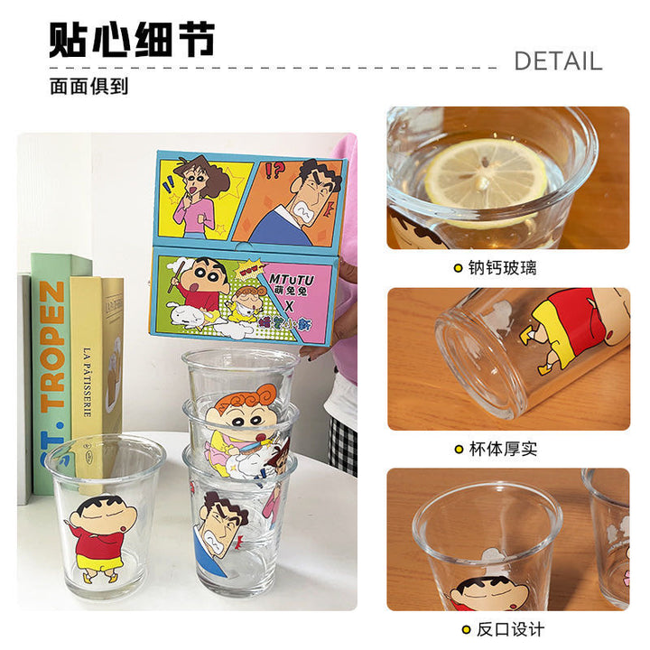Crayon Shin-chan Glass Cup Heat Resistant Water Cup Set 1 Set 4