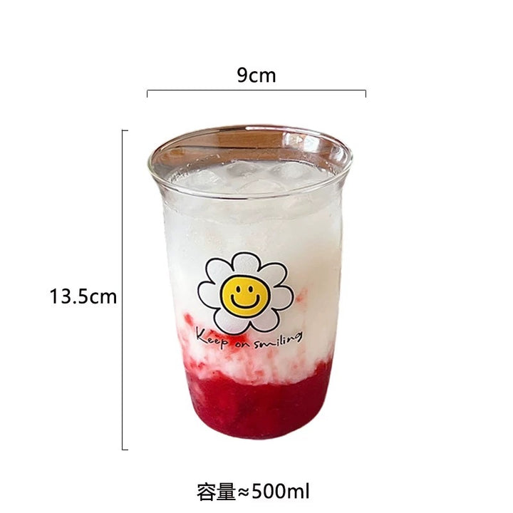 Sunflower Series Glass Water Cup High Borosilicate Heat Resistant Coffee Juice Cup 500ml